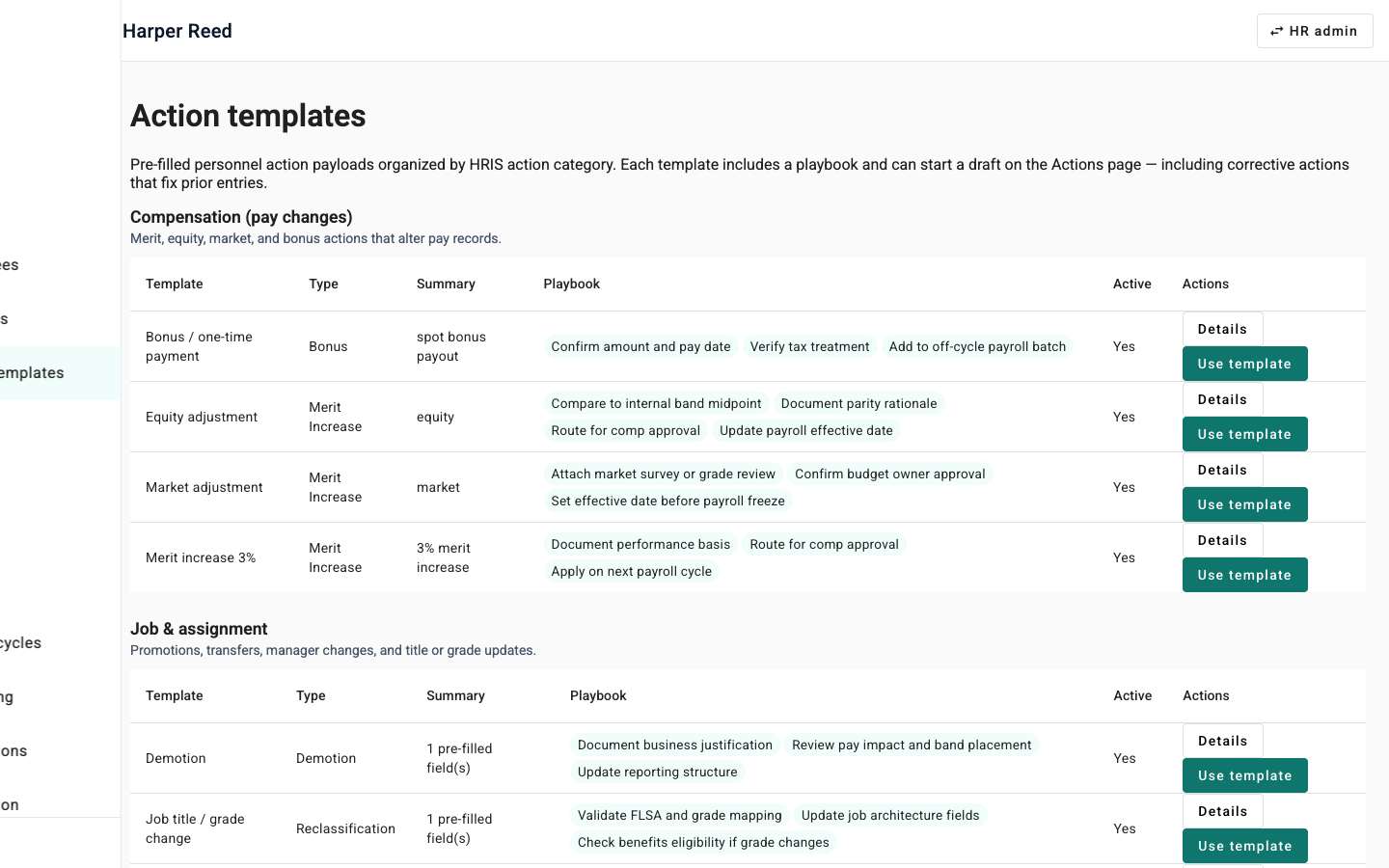 PRANI OPS Action templates catalog with playbooks and Use template actions